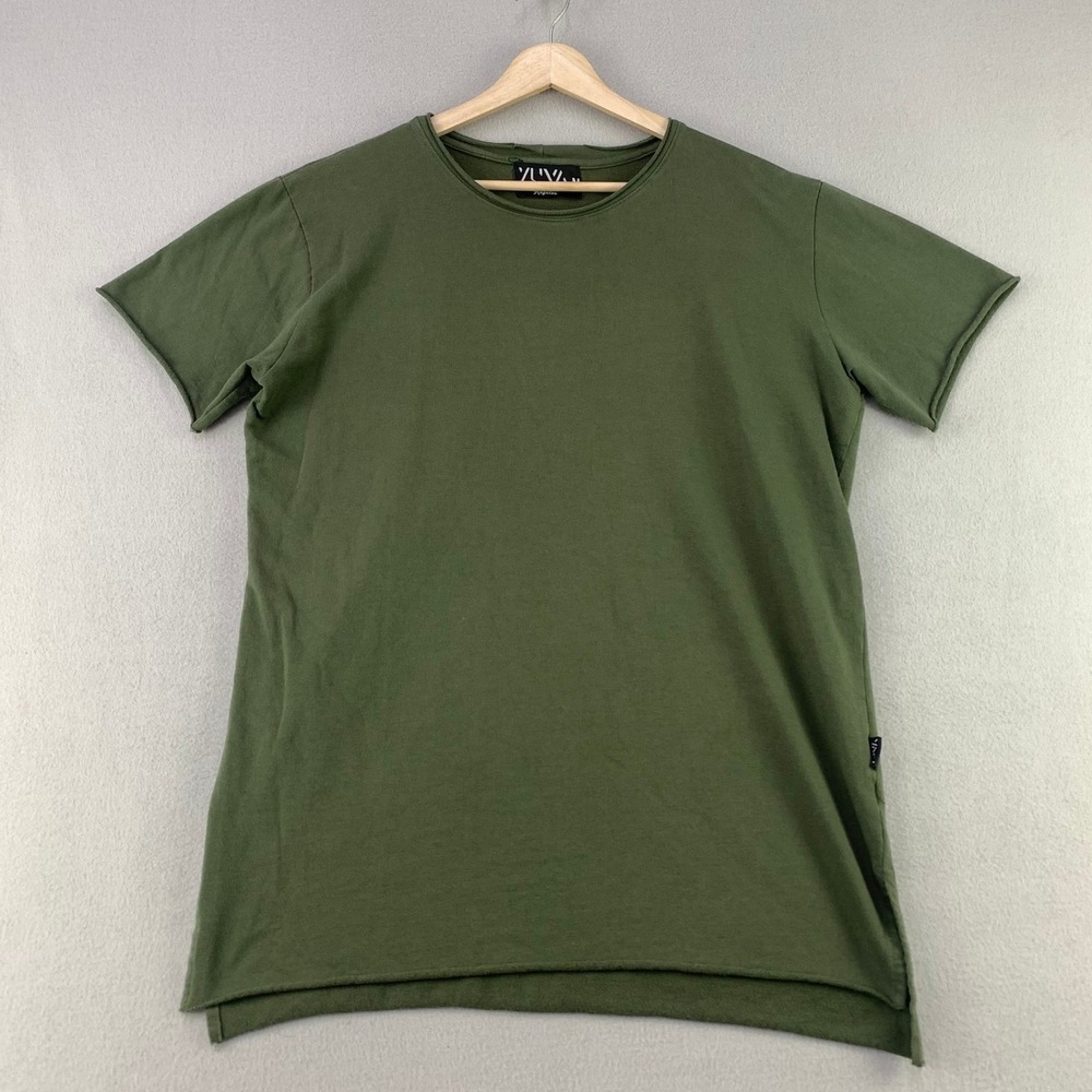 Yuva LA T-Shirt Mens Medium Olive Green Drop Cut Skater Streetwear Made in USA